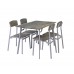 5-Piece Dining Table Set with 4 Chairs Modern Rustic Wood-Look Tabletop & Sturdy Steel Frame Kitchen Dining Room Breakfast Table Set for Small Spaces Gray Finish 5-Piece Dining Table Set with 4 Chairs Modern Rustic Wood-Look Tabletop & Sturdy Steel Frame Kitchen Dining Room Breakfast Table Set for Small Spaces Gray Finish
